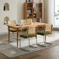 MODFU - Eetkamerstoelen Set Van 2 - Sledeframe - Midden-Eeuwse Stijl - Voor Eethoek - Fluweel - Olijfgroen