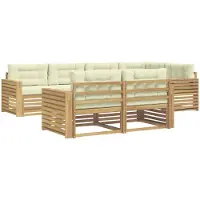 vidaXL Buiten bank set 7 st Wit en crèmekleurig Polyester