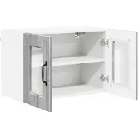 vidaXL Wandglas Kasten PORTO Grijs Sonoma 60 x 31 x 40 cm Bewerkt hout