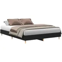 vidaXL Bedframe Zwart Eiken 203 x 153 x 25 cm Bewerkt hout