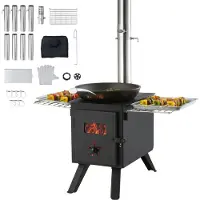 Zerbaco Zeltoaster: 394 x 608 x 425 mmCampingfornuis: 365 x 250 x 255 mmKamergrootteTuinoven, campingoven, werkplaatsoven, houtovenBuitenfornuis, buitenkeuken voor kamperenBuitenverwarming