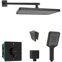 SANITINO - Doucheset met thermostaat en inbouwlichaam hansgrohe, accessoires kielle, mat zwart SANI21HKK403