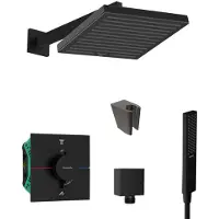 SANITINO - Doucheset met thermostaat en inbouwdeel hansgrohe, accessoires kielle, mat zwart SANI21HHK403