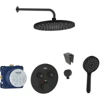 SANITINO - Doucheset met thermostaat en inbouwlichaam Grohe, kielle accessoires, mat zwart SANI21GKK401