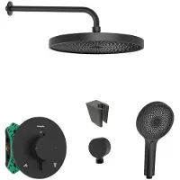 SANITINO - Doucheset met thermostaat en inbouwdeel Hansgrohe, Kielle accessoires, matzwart SANI21HKK411
