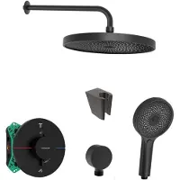 SANITINO - Doucheset met thermostaat en inbouwdeel hansgrohe, accessoires kielle, mat zwart SANI21HKK402