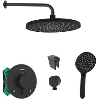 SANITINO - Doucheset met thermostaat en inbouwdeel Hansgrohe, Kielle accessoires, matzwart SANI21HKK412