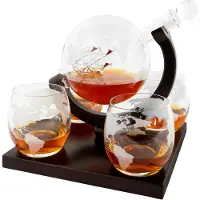 Aretica Whiskey karaf met 4 glazen - Glas en Hout