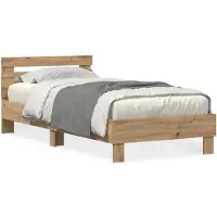 vidaXL Bedframe met hoofdeinde Artisan Eiken 100 x 200 cm Bewerkt hout