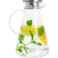 Krumble Karaf - Glas en aluminium - 1,8 liter - Schenkkannen met filter deksel - Karafglazen