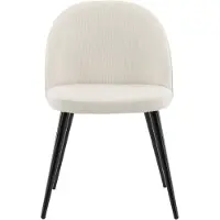 QUVIO Velvet Eetkamerstoelen set van 2 - Zachte ribfluweel - Zwarte metalen poten