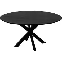 QUVIO Eettafel Sofia - Rond - Stalen kruispoot - FSC-gecertificeerd mangohout - ø150 cm - Zwart