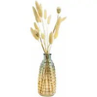 QUVIO Glazen vaas met patroon - 6 x 14,5 cm - Geel met blauw