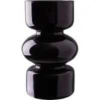 QUVIO Zandloper vaas - Glas - ø9x18 cm - Zwart