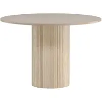 QUVIO Ronde eettafel - Whitewash - MDF en fineer - Moderne eetkamer