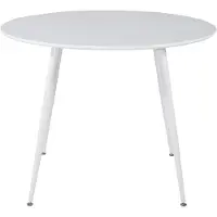 QUVIO Ronde Eettafel - Witte Top - Witte Poten - 100 cm - Tijdloze Elegantie