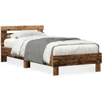 vidaXL Bedframe met hoofdeinde Oudhout 100 x 200 cm Bewerkt hout