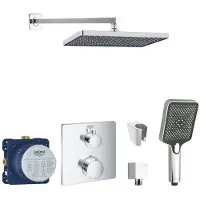 SANITINO - Doucheset met thermostaat en inbouwhuis Grohe, kielle accessoires, chroom SANI21GKK007