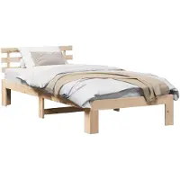 vidaXL Bedframe met hoofdeinde Naturel 80 x 200 cm Massief grenenhout