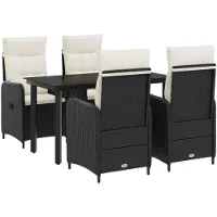 vidaXL Tuin Eettafel Set 5 st Zwart en Crème Wit