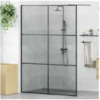 vidaXL - Inloopdouchewand - Zwart - 140 - x - 195 - cm - gehard - glas