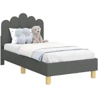 vidaXL Peuterbedframe met hoofdboard Donkergrijs 70 x 140 cm Stof