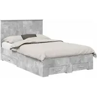 vidaXL Bedframe met lade Beton Grijs 135 x 190 cm Bewerkt hout