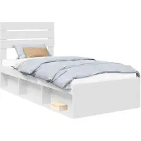 vidaXL Bedframe met hoofdeinde Wit 100 x 200 cm Massief grenenhout