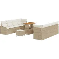 vidaXL Tuinbank Set 11 st 10-zits Beige en Crème