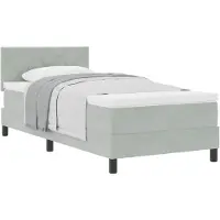 vidaXL Boxspring bed met hoofdeinde Lichtgrijs 90 x 200 cm Fluweel
