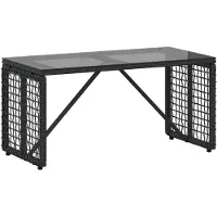 vidaXL Buitenmeubel tafel, zwart, 80 x 40 x 40 cm, PE-rotan en glas