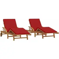 vidaXL Ligstoel 2 st Massief Acacia Hout Rood