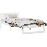 vidaXL Bedframe met hoofdeinde Wit 75 x 190 cm Massief grenenhout