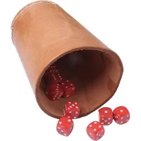 Longfield Pokerbeker Leder Naturel - 10 cm Hoog - Diameter 7 cm - Dobbelbeker voor Poker en Dobbelspellen - Engelhart
