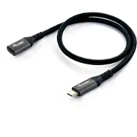Equip 128370: USB-C 3.2 kabel, mannelijk naar mannelijk, verlengstuk, 0,50 meter, 5A, 4K/60Hz, zwart