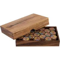 Quint Hexa Domino – Houten Strategiespel – Zeshoekig Dominospel – Hexagon Denkspel – Logisch Gezelschapsspel – Acaciahout