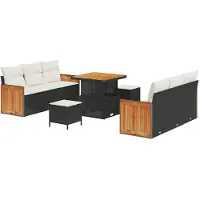 vidaXL Tuinbank Set 11 st 8-Aantal zitplaatsen Zwart en Crème