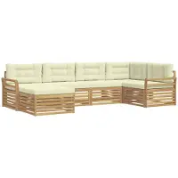 vidaXL Buiten bank set 6 st Wit en crèmekleurig Polyester