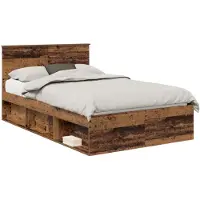 vidaXL Bedframe met hoofdeinde Oudhout 120 x 190 cm Massief grenenhout