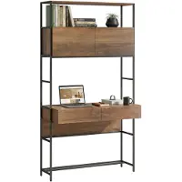 HOMCOM Desk with Shelves-Spanplatte-Braune Holzoptik