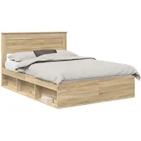 vidaXL Bedframe Effen Sonoma Eik 150 x 200 cm Massief grenenhout