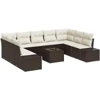 vidaXL Tuinbank Set 9 st 8-Aantal zitplaatsen Bruin en Crème
