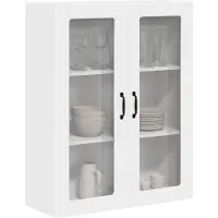 vidaXL Wandglas Kasten PORTO Wit 80 x 31 x 100 cm Bewerkt hout