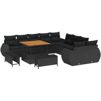 vidaXL Tuinbank Set 13 st 13-Aantal zitplaatsen Zwart