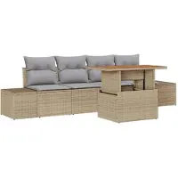 vidaXL Tuinbank Set 5 st Beige en Grijs