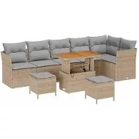 vidaXL Tuinbank Set 8 st Beige poly rattan