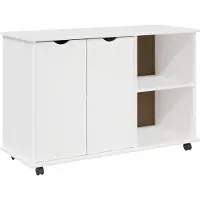 vidaXL Rollende kast met wiel Wit 100 x 39 x 65,5 cm Massief vurenhout
