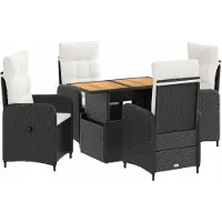 vidaXL Buiten Eettafel Set 5 st Zwart en Crème Wit