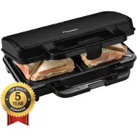 Bestron Tosti apparaat - ASM90XLZ - 900W - Voor 2 tosti's - Anti aanbaklaag - Zwart - 5 jaar garantie