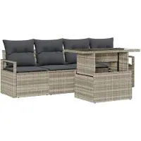 vidaXL Tuinbank Set 5 st 4-Aantal zitplaatsen Licht poly rattan